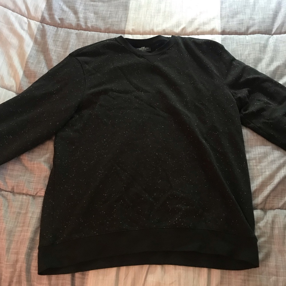 H&M black with white fuzzy sweater